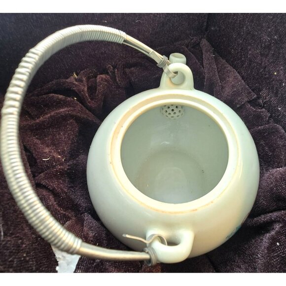 Vintage Chinese Porcelain Teapot & Lidded Bowl Set Bird Motif Wooden Box JE257 - Picture 9 of 10